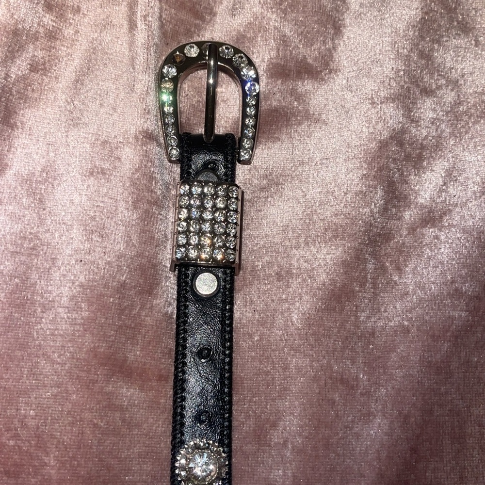 46” long adjustable black rinestone belt med/large